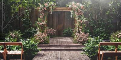 floral Boda arco en naturaleza foto