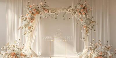 Floral wedding arch in nature photo