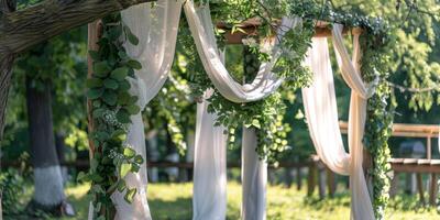 Floral wedding arch in nature photo