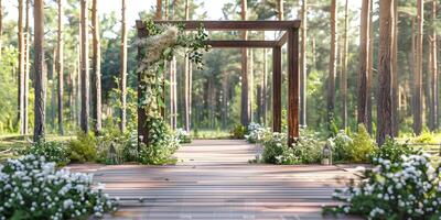 Floral wedding arch in nature photo