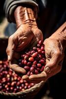 coffee beans in palms photo