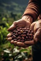 coffee beans in palms photo