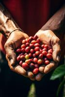 coffee beans in palms photo
