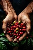 coffee beans in palms photo