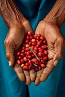 coffee beans in palms photo