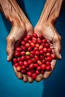 coffee beans in palms photo