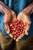 coffee beans in palms photo