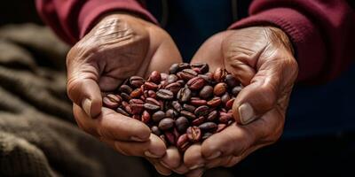 coffee beans in palms photo
