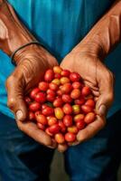 coffee beans in palms photo