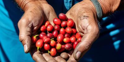 coffee beans in palms photo