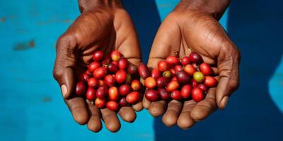 coffee beans in palms photo