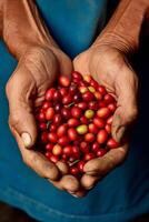 coffee beans in palms photo