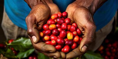 coffee beans in palms photo