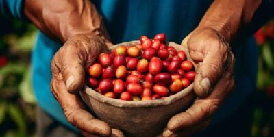 coffee beans in palms photo