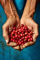 coffee beans in palms photo