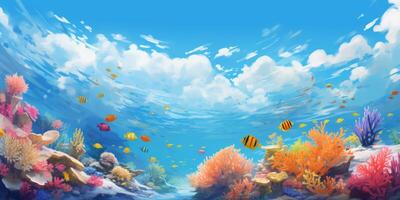 underwater world corals fish photo