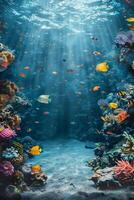 submarino mundo corales pescado foto