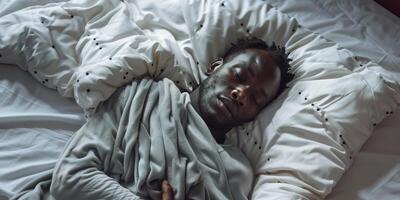 man sleeping in bed photo