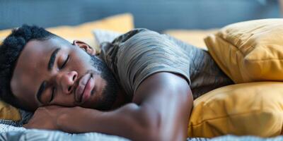 man sleeping in bed photo