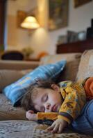 Sleeping child in bed photo