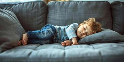 Sleeping child in bed photo