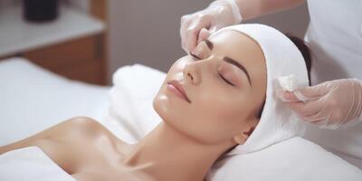 piel cuidado, cosmético procedimientos para facial cuidado foto