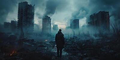 destroyed city after earthquake photo