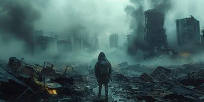 destroyed city after earthquake photo