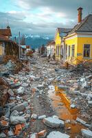 destroyed city after earthquake photo