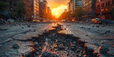 destroyed city after earthquake photo