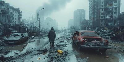 destroyed city after earthquake photo