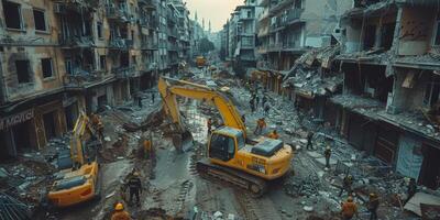 destruido ciudad después terremoto foto