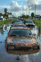 inundado calles de el ciudad foto