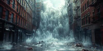 Flooded streets of the city photo