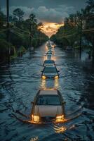 Flooded streets of the city photo