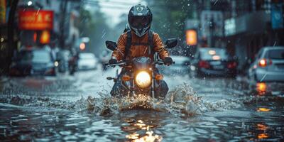 inundado calles de el ciudad foto