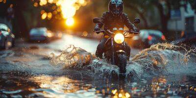 Flooded streets of the city photo