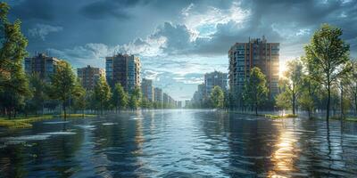 Flooded streets of the city photo