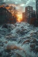 Flooded streets of the city photo