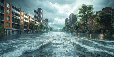 Flooded streets of the city photo