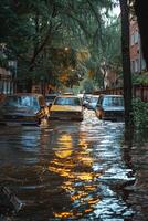 Flooded streets of the city photo