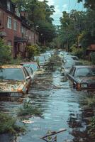 inundado calles de el ciudad foto