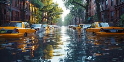 Flooded streets of the city photo