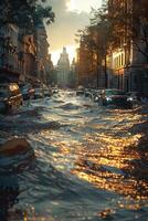 Flooded streets of the city photo