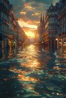 Flooded streets of the city photo