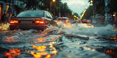 Flooded streets of the city photo