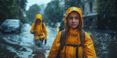 Flooded streets of the city photo