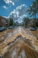 Flooded streets of the city photo