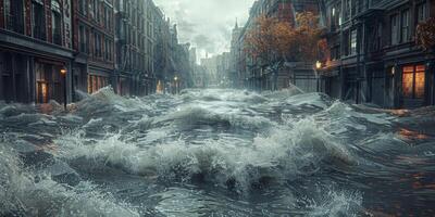 inundado calles de el ciudad foto