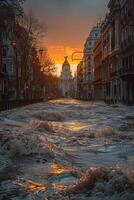 Flooded streets of the city photo